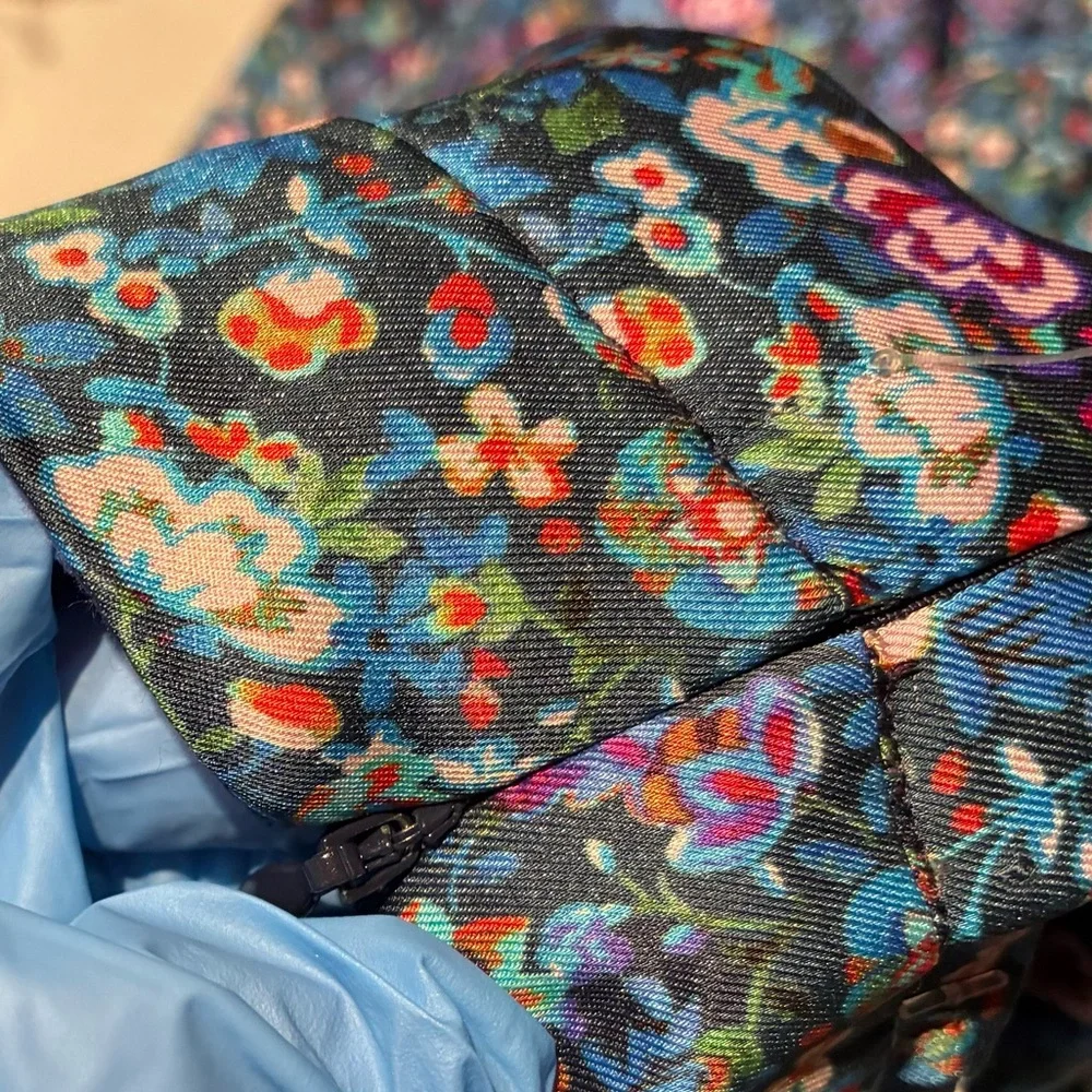 NWT Sandro Donelo Satin Floral Flare Pants in Blue Multi Size XS - Picture 10 of 13